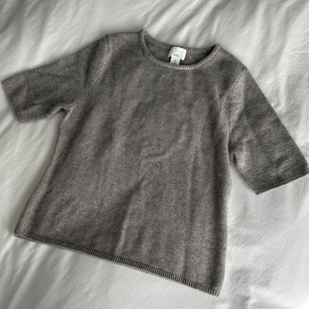 H&M Women's Pure Soft Cashmere Gray Short Sleeve Top
